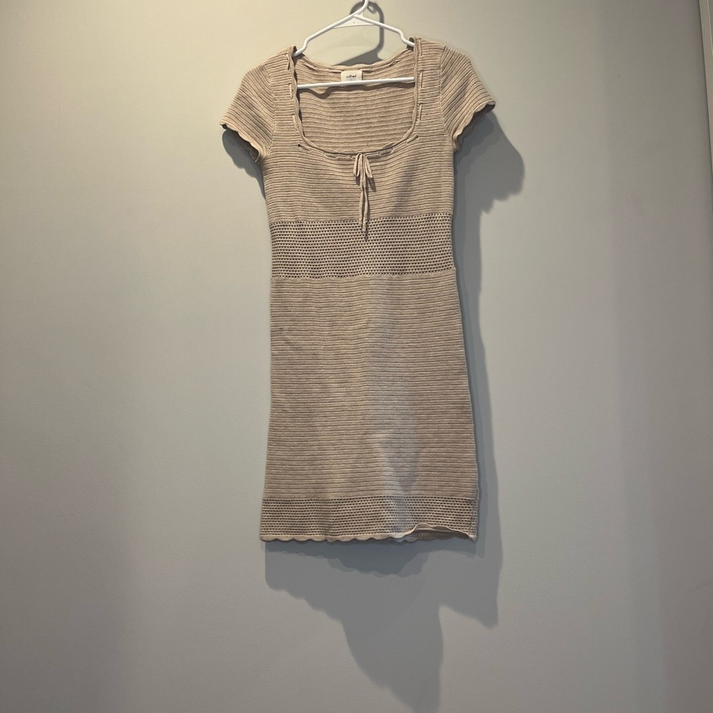 Aritzia Beige Knit Mini Dress